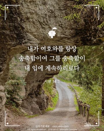 시편 34:1 말씀 카드 - 내가 여호와를 항상 송축함이여 그를 송축함이 내 입에 계속하리… (추수감사 말씀 카드, 가을 사진)